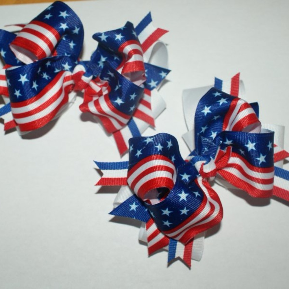July 4th, Red, White & Blue hair clips